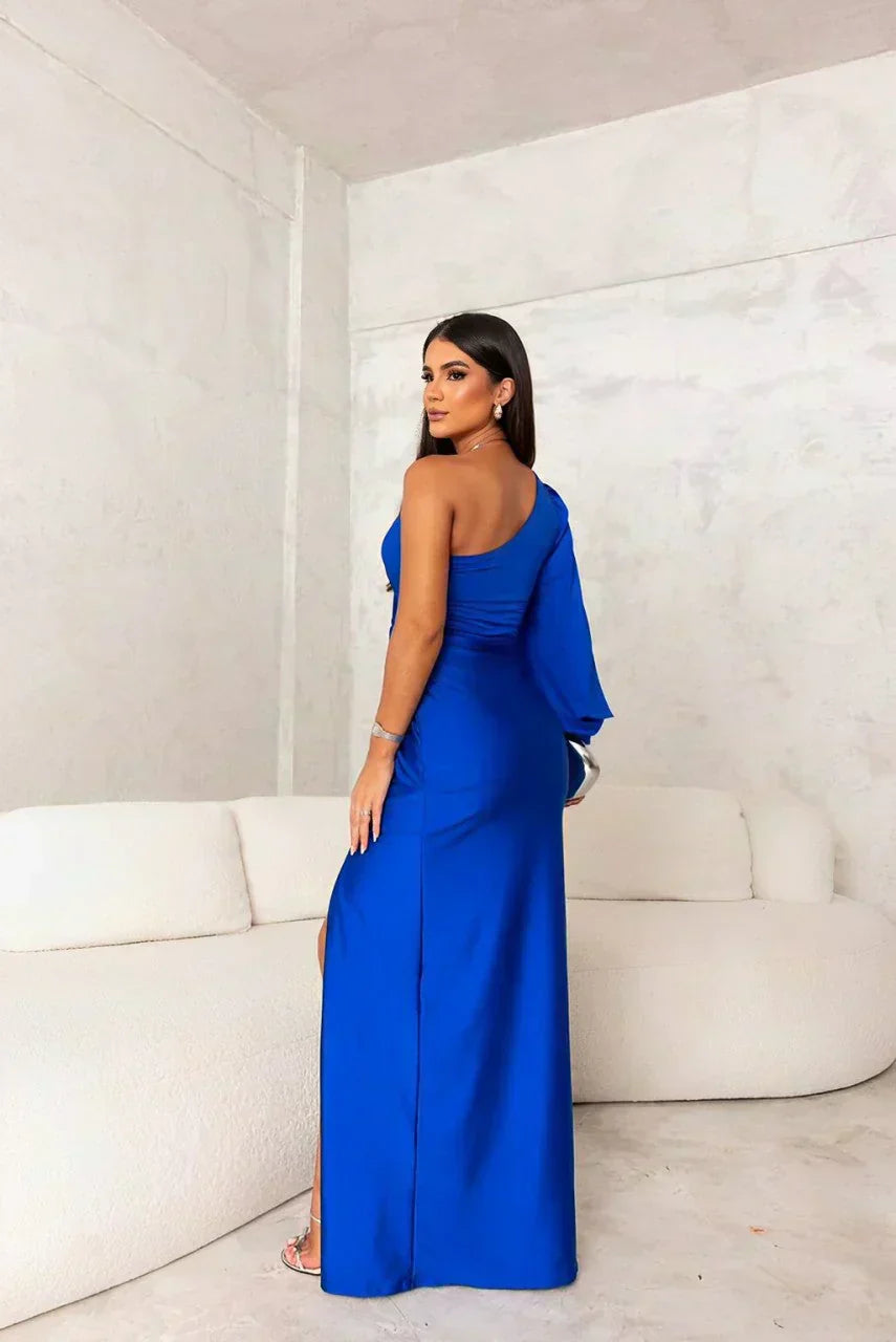 Women's Elegant One-Shoulder Maxi Dress | Fluid Fabric, Formal Evening Gown 5
