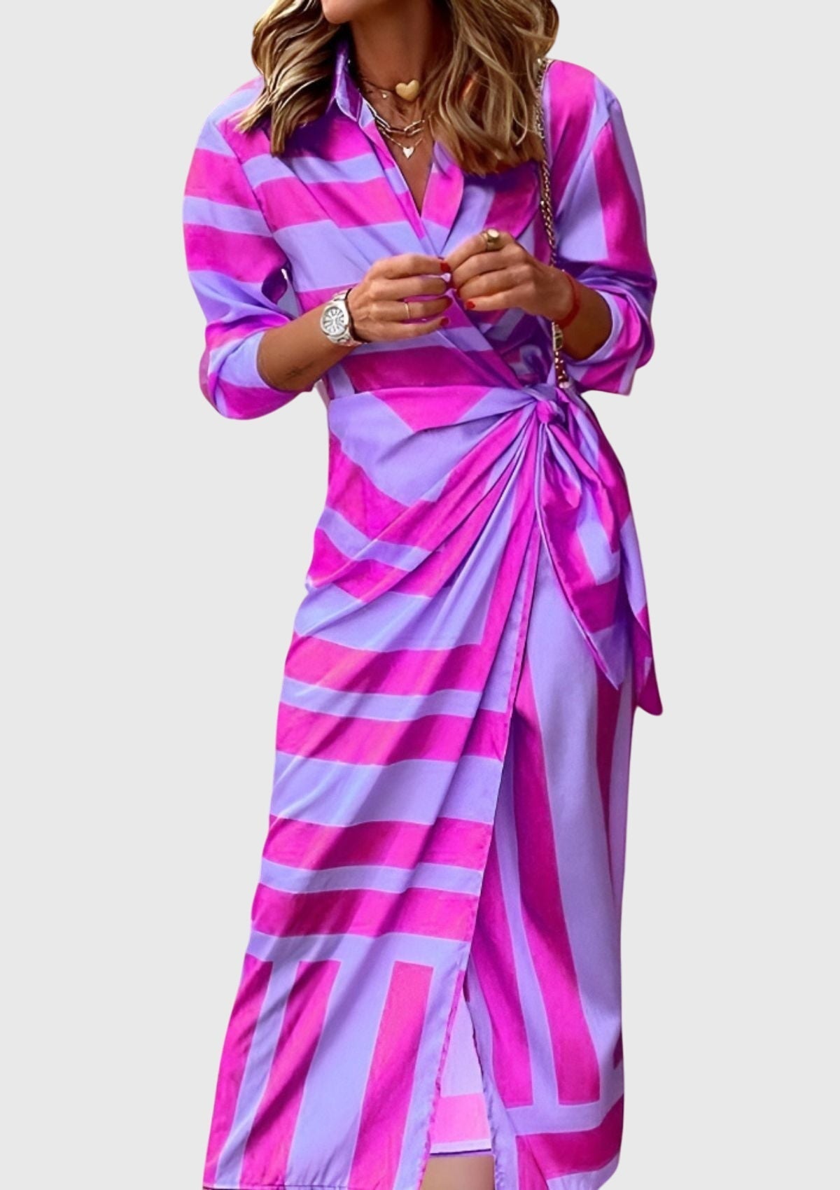 Women's Elegant Wrap Dress | Chic Modern Print, Flattering Fit 11