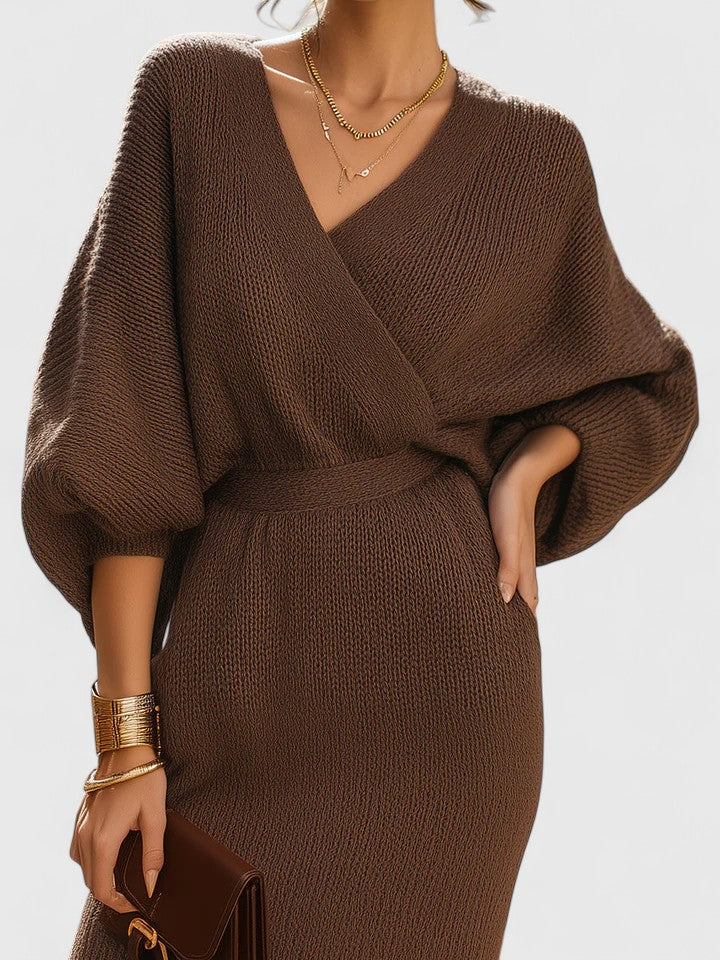 Women's Elegant Wrap Dress | Flattering V-Neck, Bishop Sleeves 1