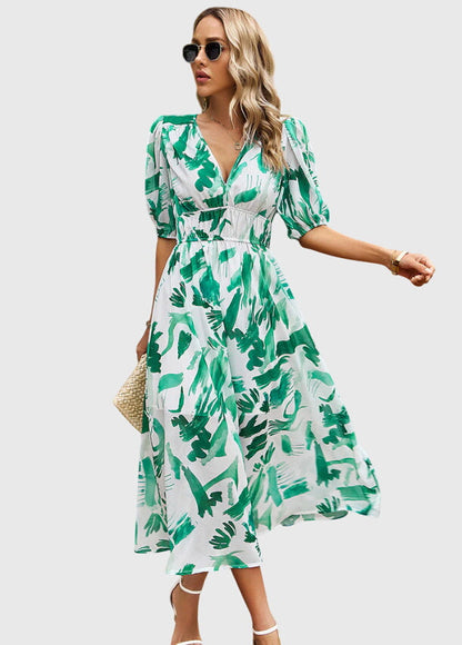 Women's Floral Midi Dress | Smocked Waist, Elegant Design 10