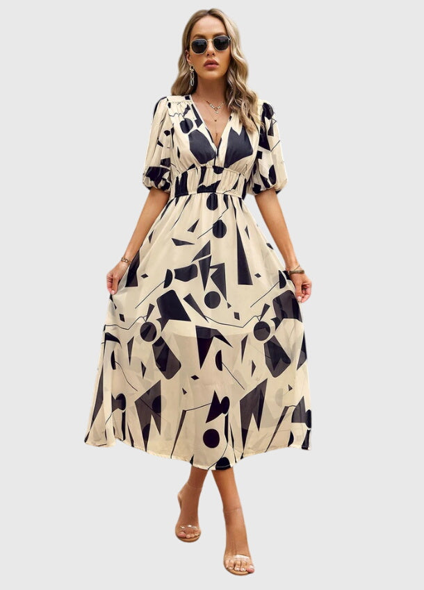 Women's Floral Midi Dress | Smocked Waist, Elegant Design 11
