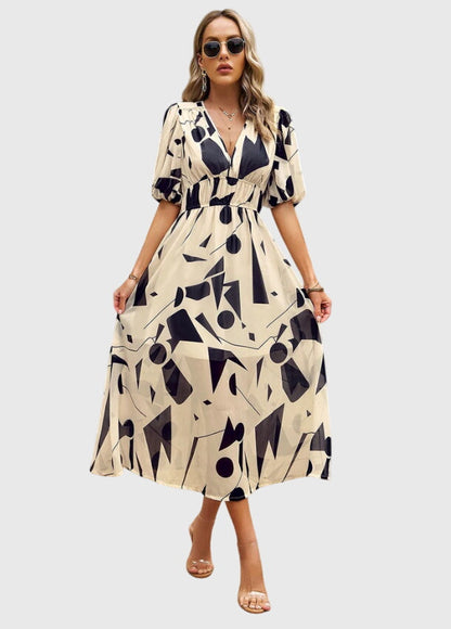 Women's Floral Midi Dress | Smocked Waist, Elegant Design 11