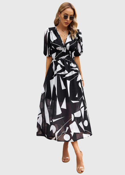 Women's Floral Midi Dress | Smocked Waist, Elegant Design 3