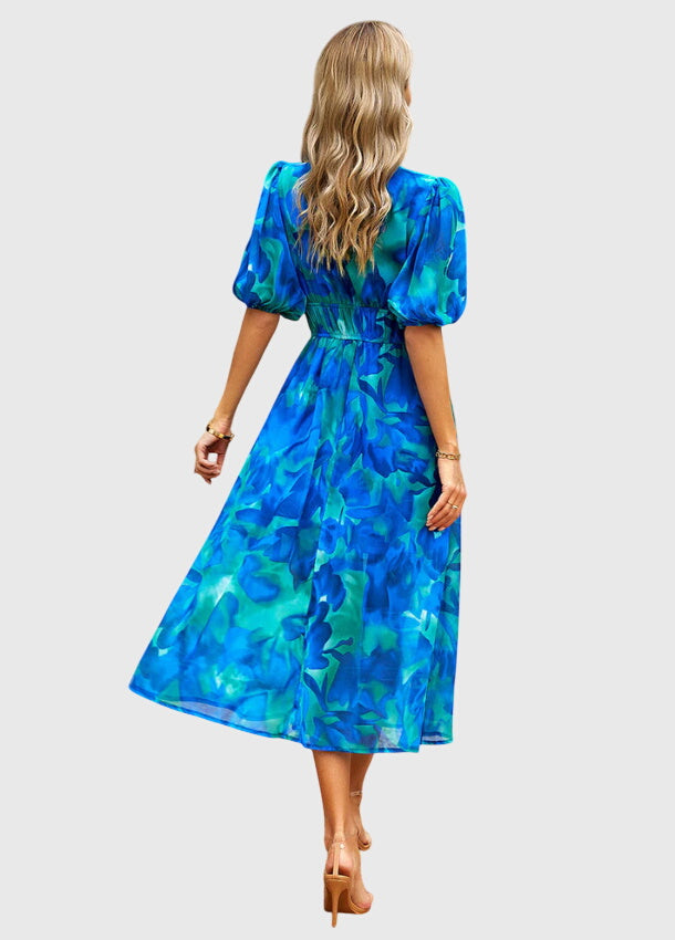 Women's Floral Midi Dress | Smocked Waist, Elegant Design 6