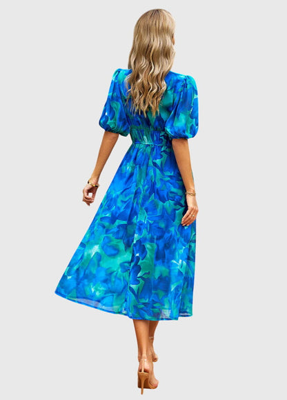 Women's Floral Midi Dress | Smocked Waist, Elegant Design 6