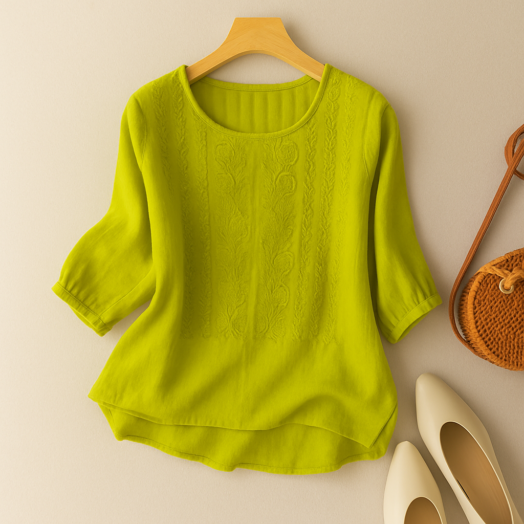 Women's Floral Relaxed Blouse | Elegant Embroidery, Comfortable Long Sleeve Top 4