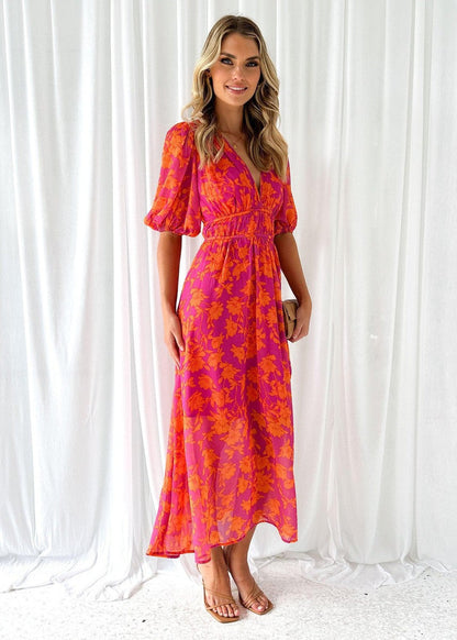 Women's Floral Summer Dress | Light and Breathable Fabric, Puff Sleeves 1