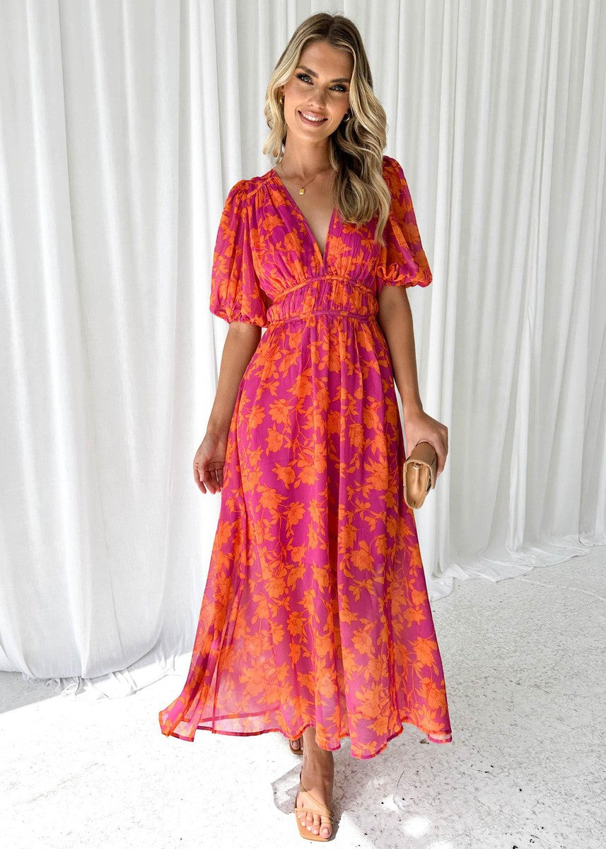 Women's Floral Summer Dress | Light and Breathable Fabric, Puff Sleeves 3