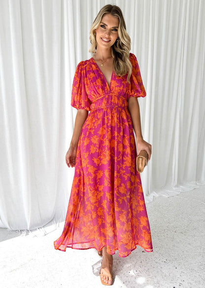 Women's Floral Summer Dress | Light and Breathable Fabric, Puff Sleeves 3