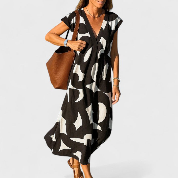 Women's Flowing V-Neck Dress | Lightweight and Versatile 0