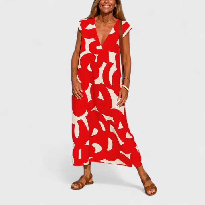 Women's Flowing V-Neck Dress | Lightweight and Versatile 3