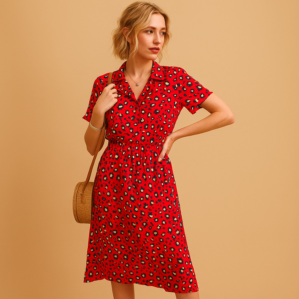 Women's Midi Summer Dress | Elegant V-Neck, Breathable Fabric 0