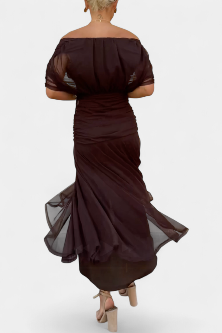 Women's Plus Size Evening Dress | Off-Shoulder Design, Flowing Skirt 7