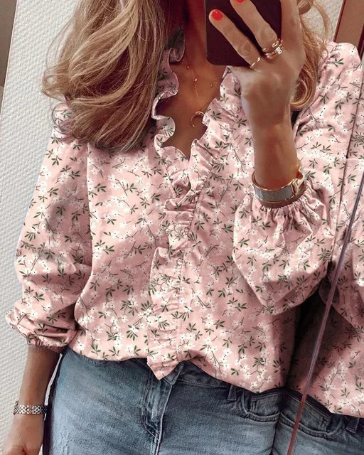 Women's Puff Sleeve Blouse | Soft Fabric with Ruffled Neckline 4