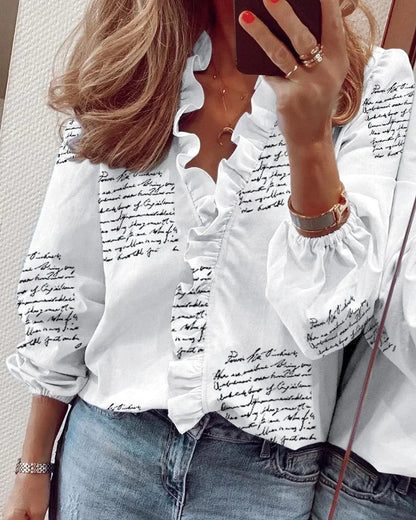 Women's Puff Sleeve Blouse | Soft Fabric with Ruffled Neckline 5
