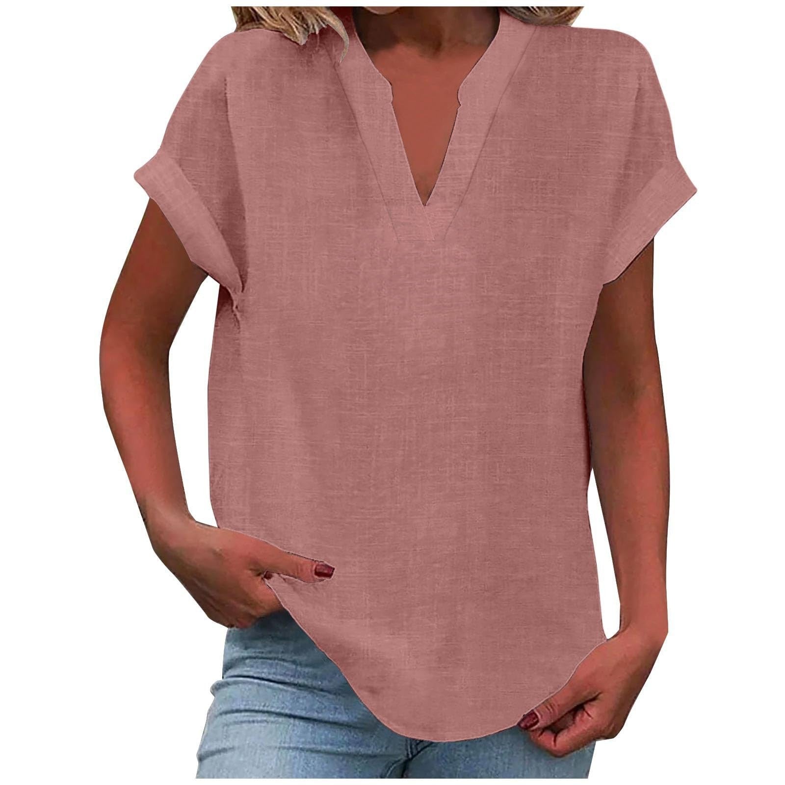 Women's Relaxed V-Neck Blouse | Soft Fabric, Effortless Summer Top 1