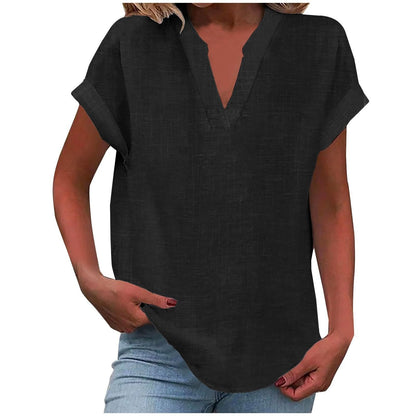 Women's Relaxed V-Neck Blouse | Soft Fabric, Effortless Summer Top 10