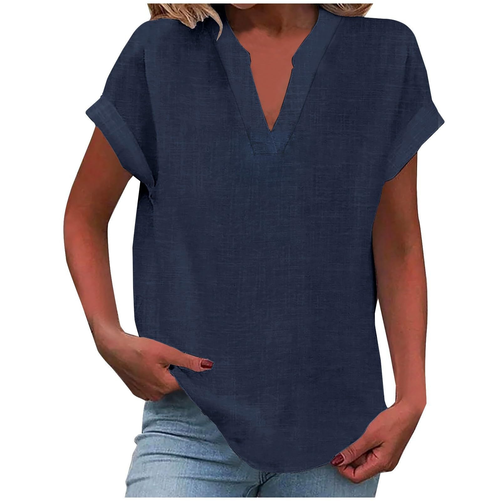 Women's Relaxed V-Neck Blouse | Soft Fabric, Effortless Summer Top 11