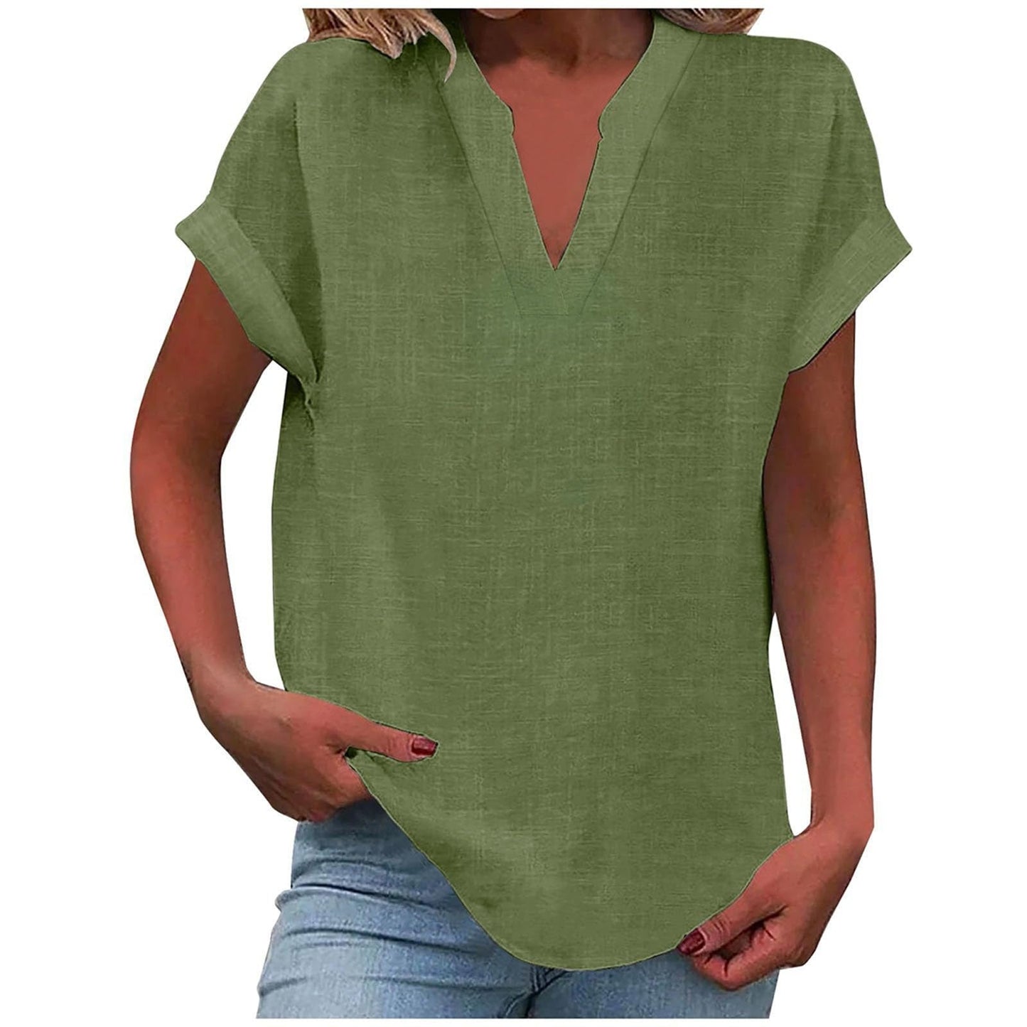 Women's Relaxed V-Neck Blouse | Soft Fabric, Effortless Summer Top 12