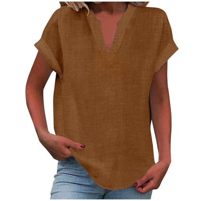 Women's Relaxed V-Neck Blouse | Soft Fabric, Effortless Summer Top 13