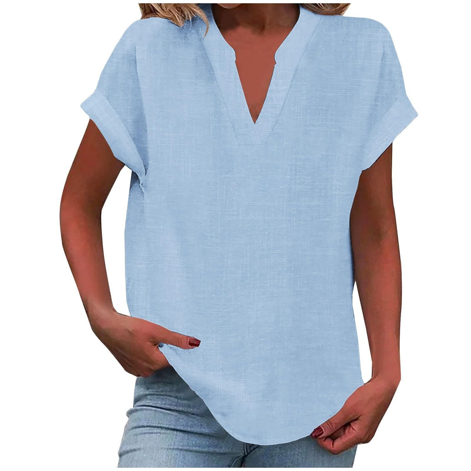 Women's Relaxed V-Neck Blouse | Soft Fabric, Effortless Summer Top 2