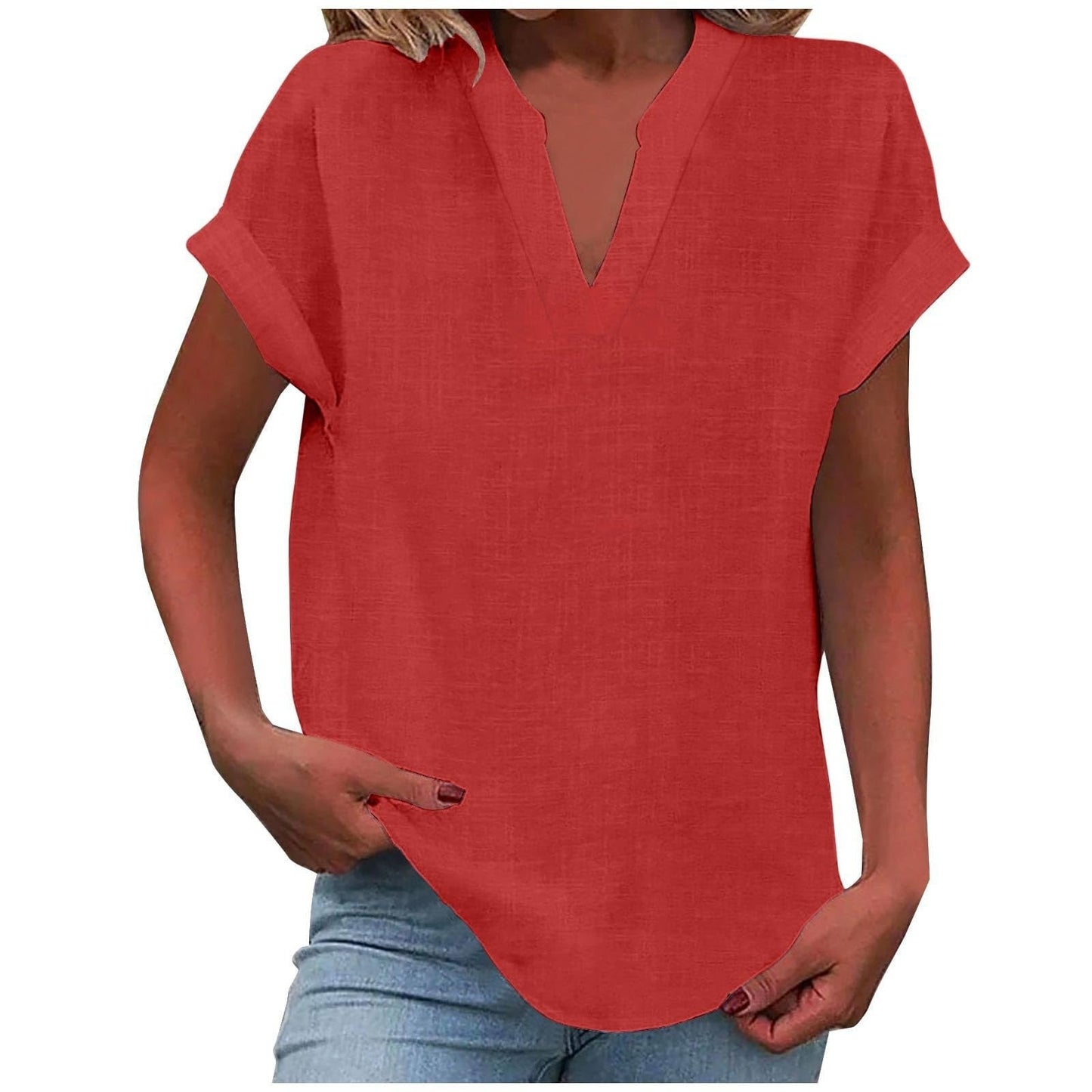 Women's Relaxed V-Neck Blouse | Soft Fabric, Effortless Summer Top 3