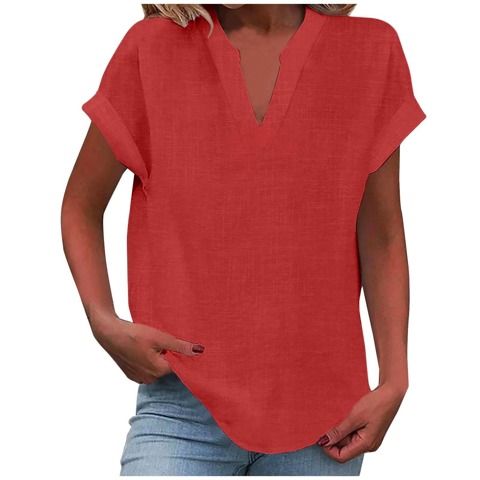 Women's Relaxed V-Neck Blouse | Soft Fabric, Effortless Summer Top 3