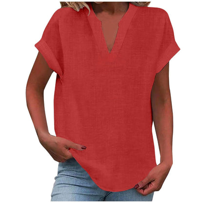 Women's Relaxed V-Neck Blouse | Soft Fabric, Effortless Summer Top 3