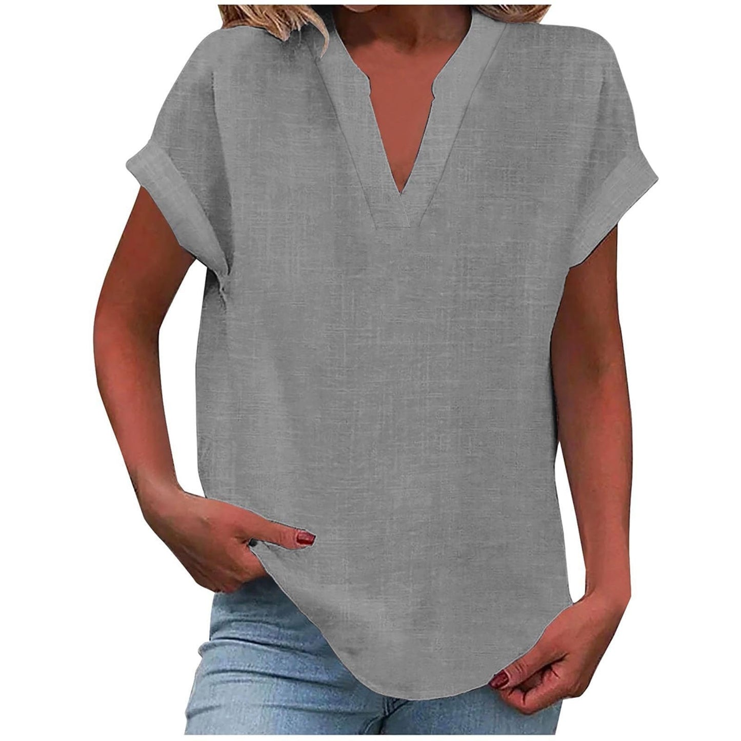 Women's Relaxed V-Neck Blouse | Soft Fabric, Effortless Summer Top 4