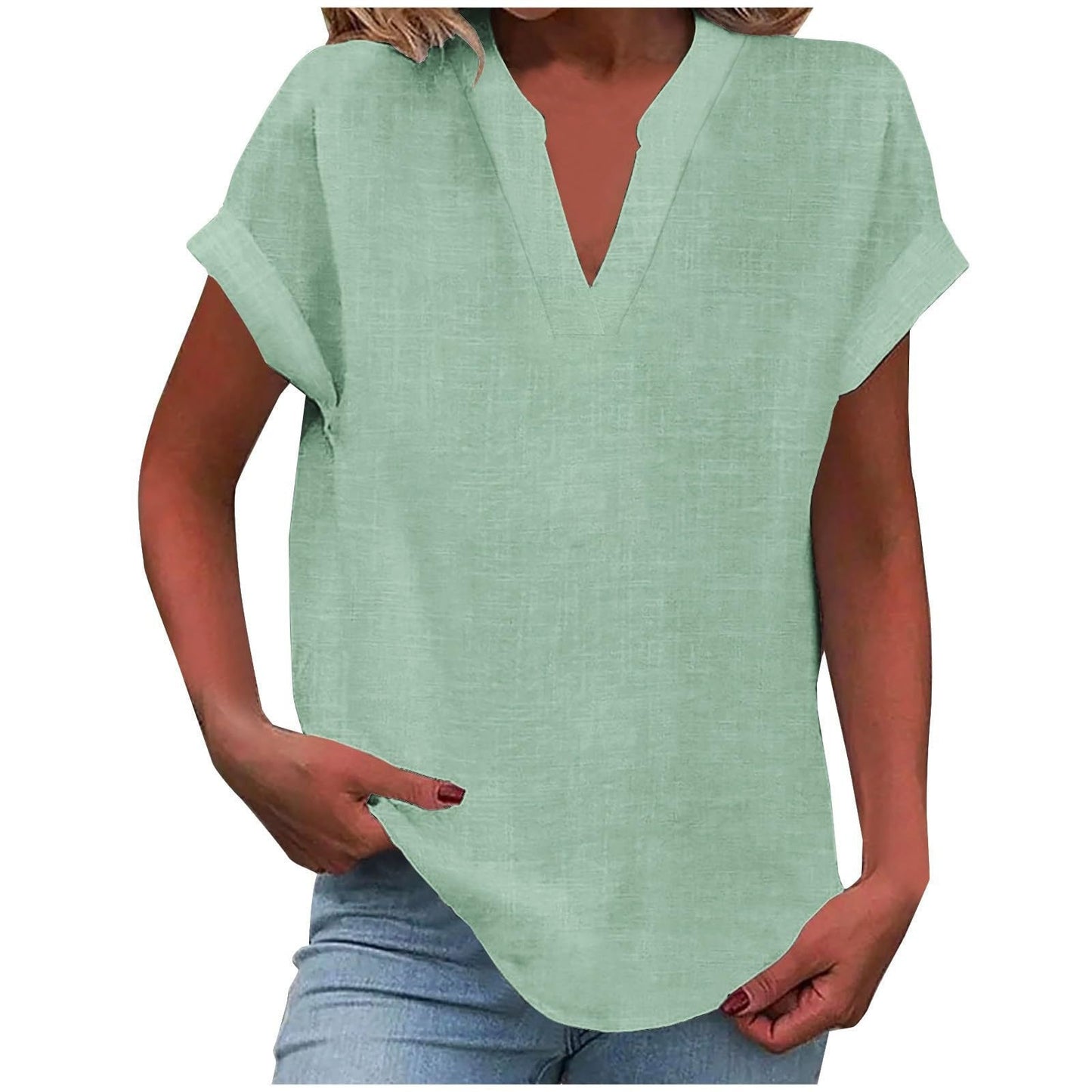 Women's Relaxed V-Neck Blouse | Soft Fabric, Effortless Summer Top 5