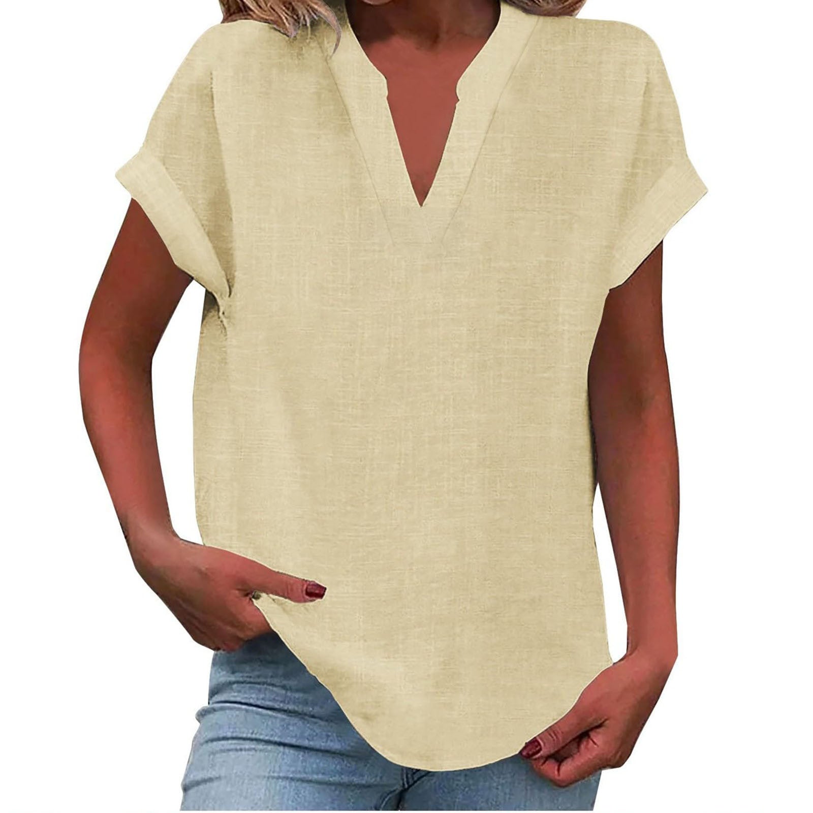 Women's Relaxed V-Neck Blouse | Soft Fabric, Effortless Summer Top 6