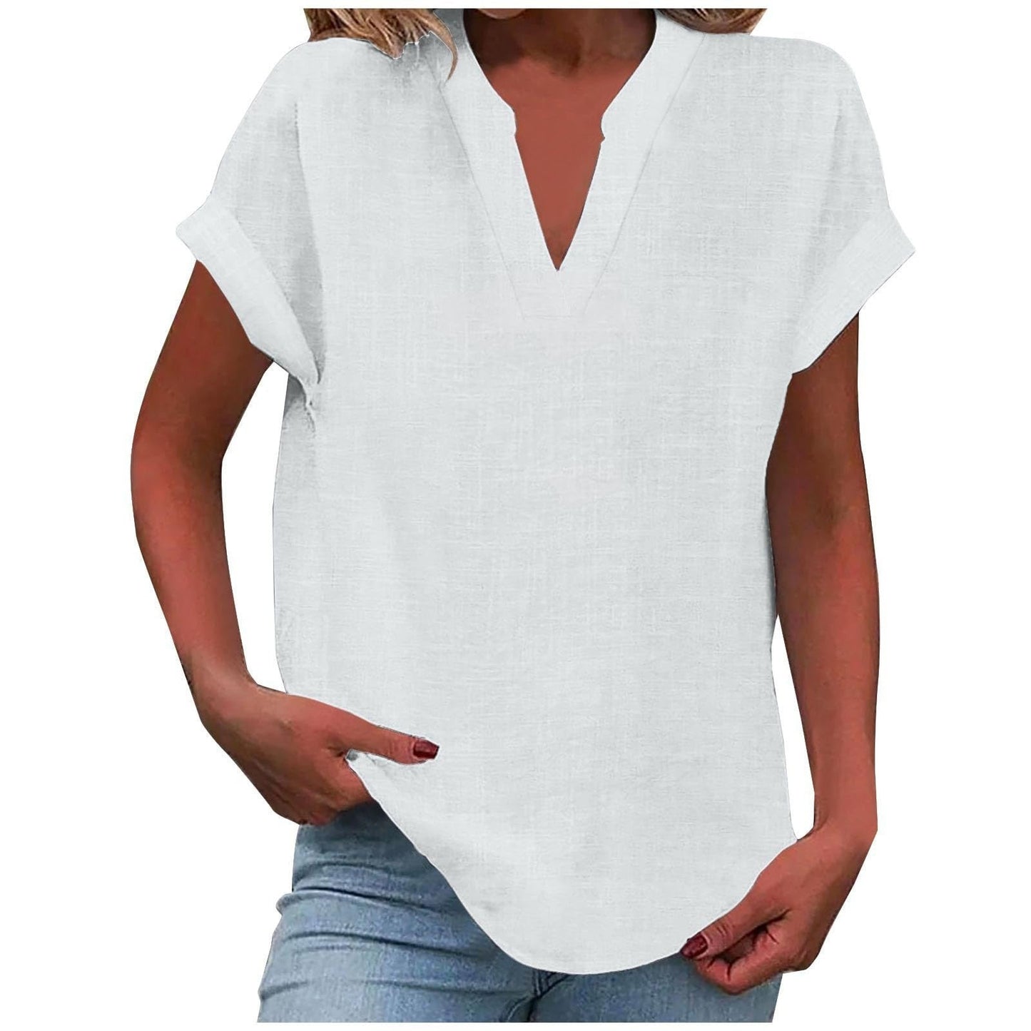 Women's Relaxed V-Neck Blouse | Soft Fabric, Effortless Summer Top 8