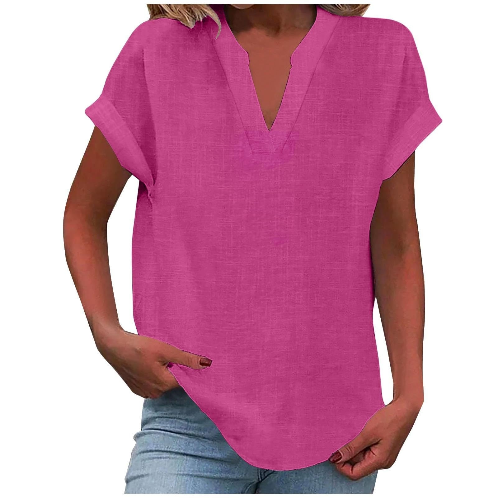 Women's Relaxed V-Neck Blouse | Soft Fabric, Effortless Summer Top 9