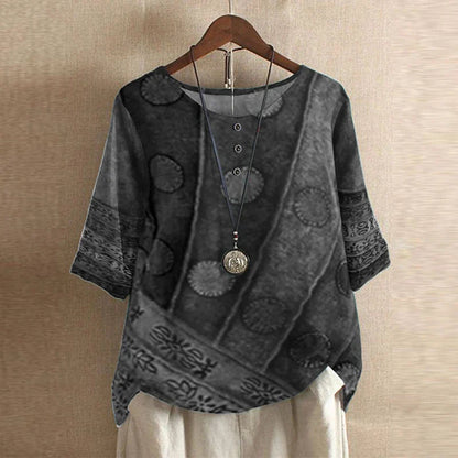 Women's Retro-Inspired Blouse | Vintage Floral Design, Relaxed Fit 1