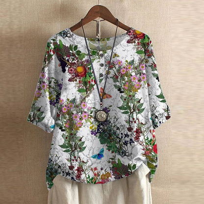 Women's Retro-Inspired Blouse | Vintage Floral Design, Relaxed Fit 10