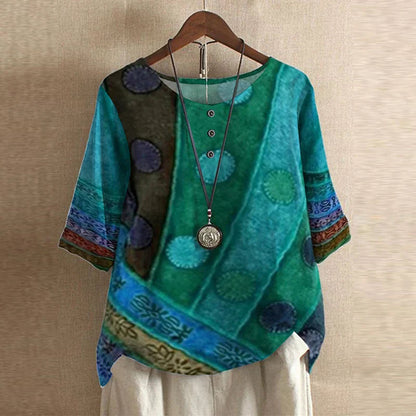 Women's Retro-Inspired Blouse | Vintage Floral Design, Relaxed Fit 2