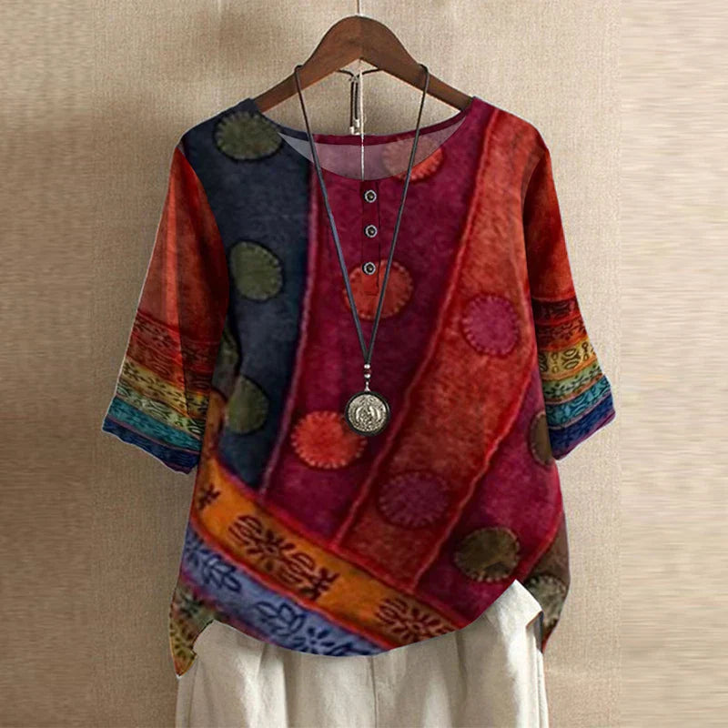 Women's Retro-Inspired Blouse | Vintage Floral Design, Relaxed Fit 3