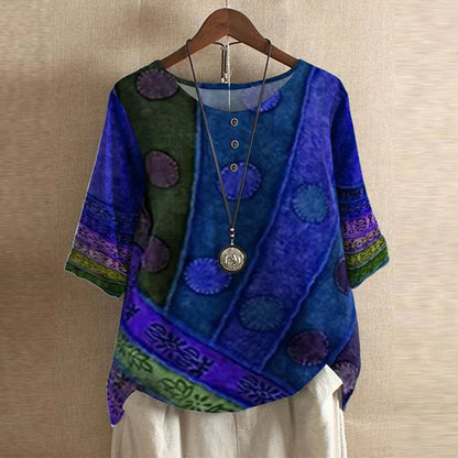 Women's Retro-Inspired Blouse | Vintage Floral Design, Relaxed Fit 4