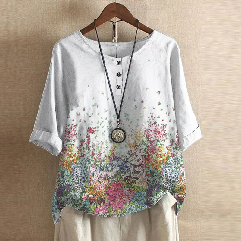 Women's Retro-Inspired Blouse | Vintage Floral Design, Relaxed Fit 6