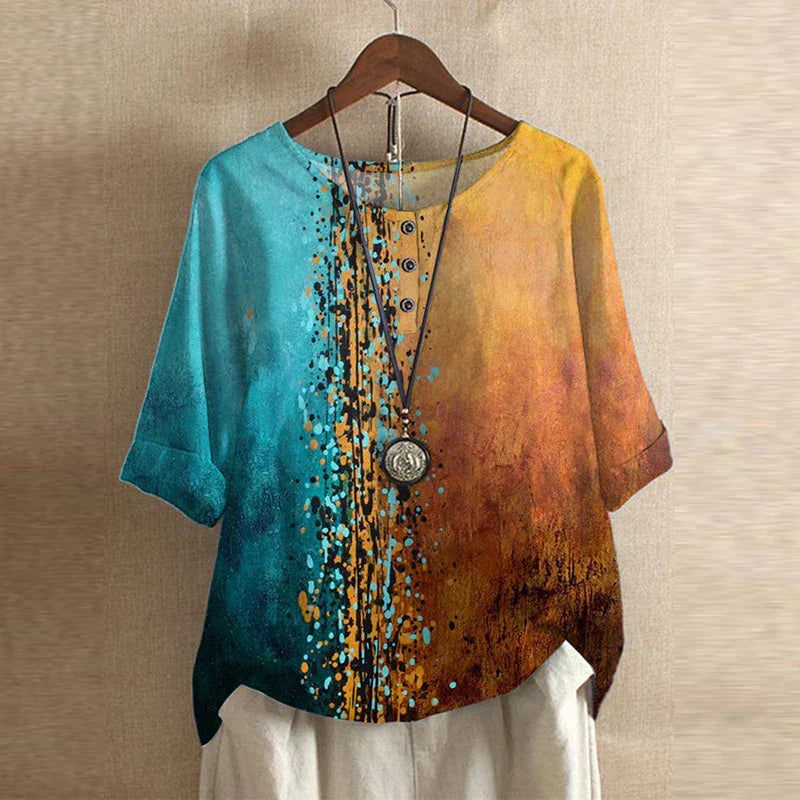 Women's Retro-Inspired Blouse | Vintage Floral Design, Relaxed Fit 7
