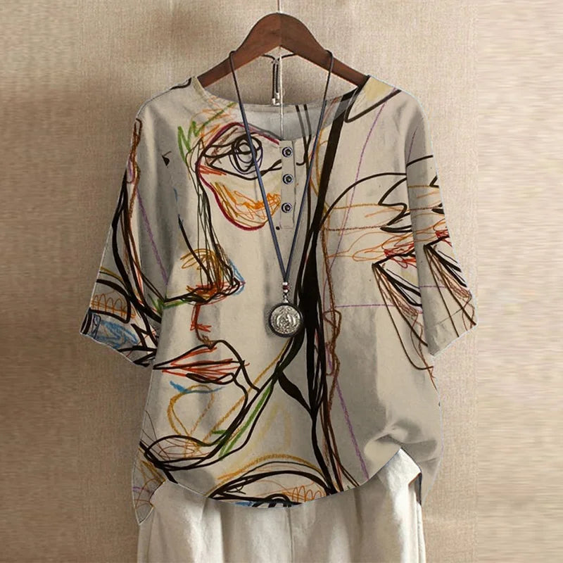 Women's Retro-Inspired Blouse | Vintage Floral Design, Relaxed Fit 9