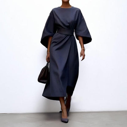 Women's Satin Feel Maxi Dress | Elegant Batwing Sleeve, Ankle-Length 7