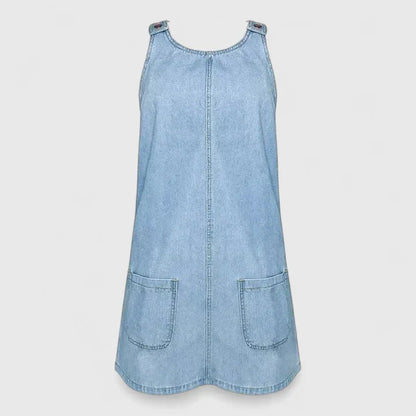 Women's Summer Midi Dress | Denim Look with Pockets, Casual 1