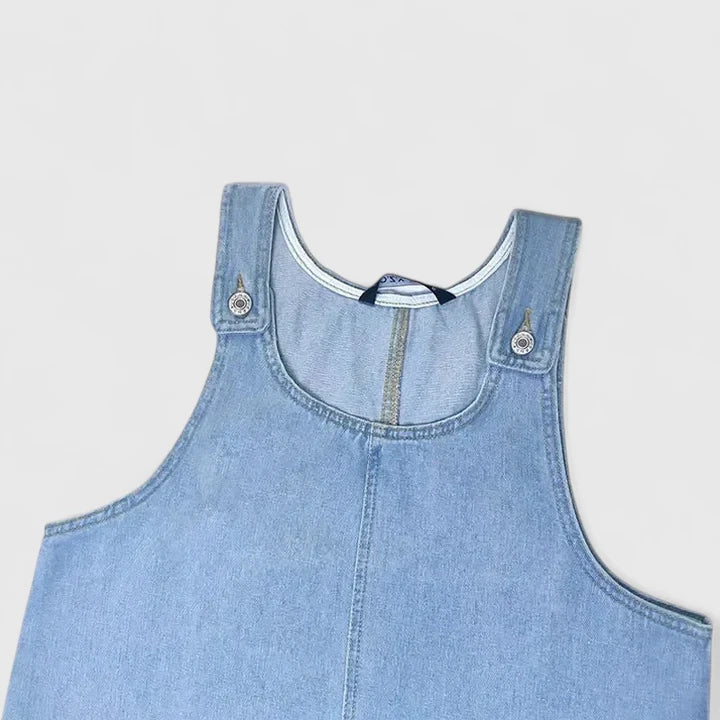 Women's Summer Midi Dress | Denim Look with Pockets, Casual 5