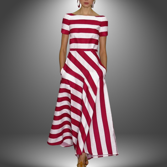 Women's Summer Stripe Dress | Lightweight Fabric, A-Line Skirt 0