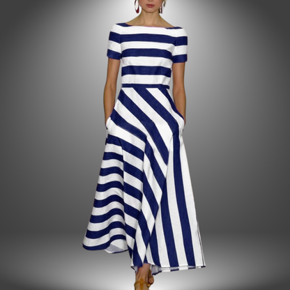 Women's Summer Stripe Dress | Lightweight Fabric, A-Line Skirt 2