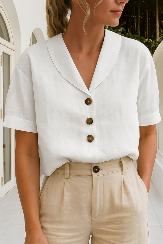 Women's White Blouse | Flattering Wrap Neckline, Lightweight 0
