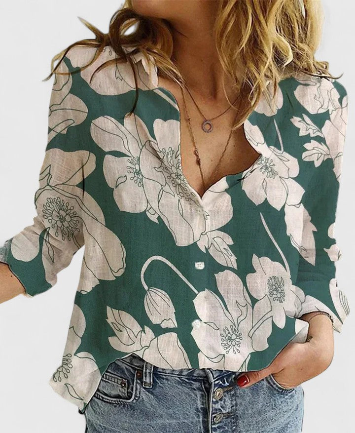 Women's White Linen Button Down Shirt | Soft Wavy Lapel Collar, Relaxed Fit 11